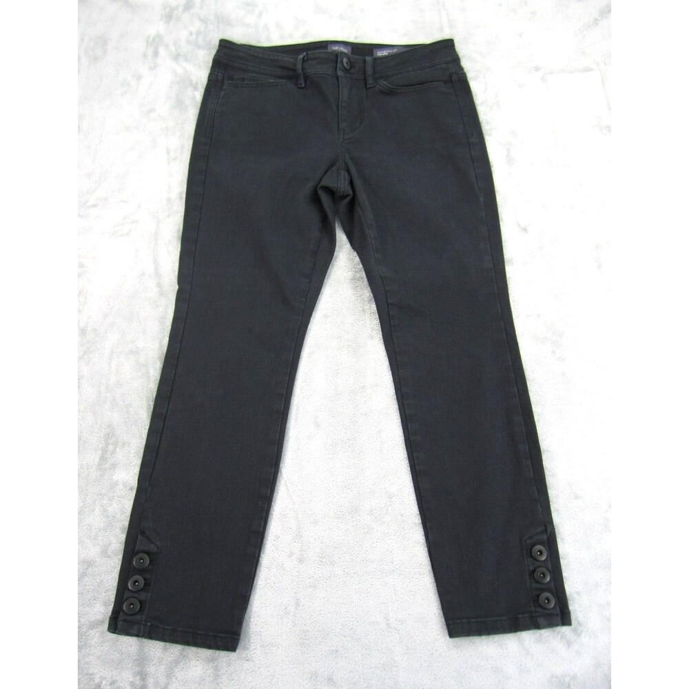 J. Jill Women's Size 2 Jeans Authentic Fit Slim Ankle w/ button details Black